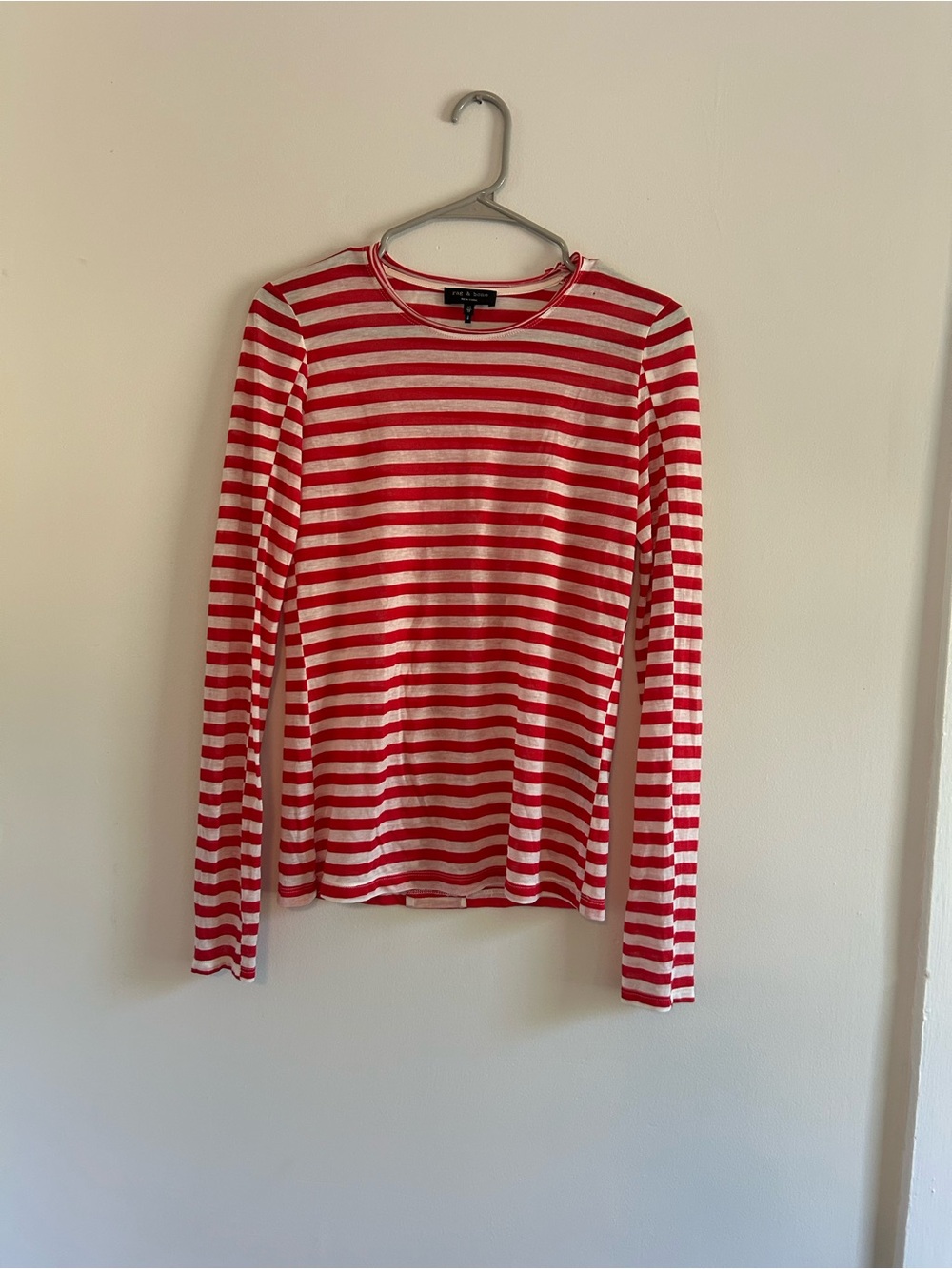 rag & bone Red and White Striped Long-Sleeve Crewneck